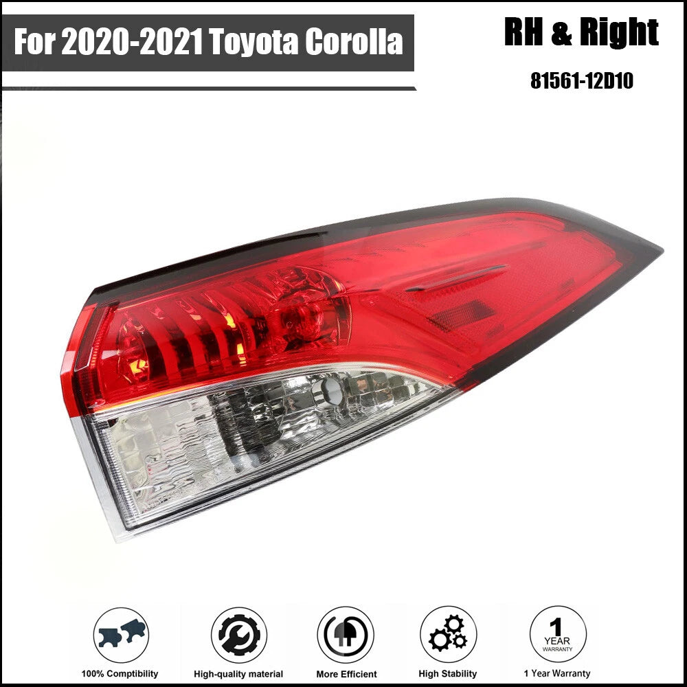 Passenger Right Side Tail Light Lamp for Toyota Corolla (2020–2021)