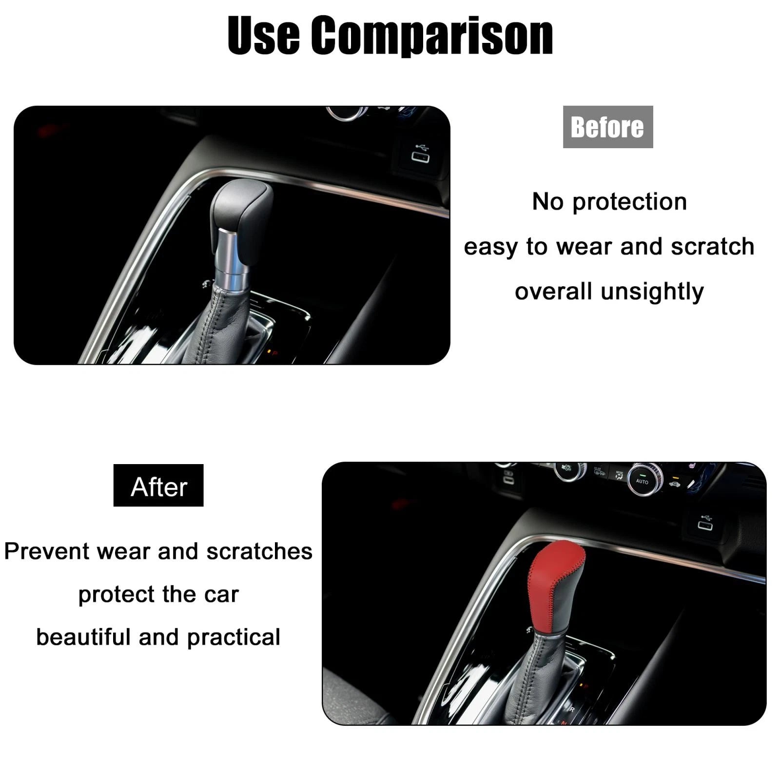 1pc Gear Shift Knob Cover for Honda Accord (2018–2022) Black Red 743151442229