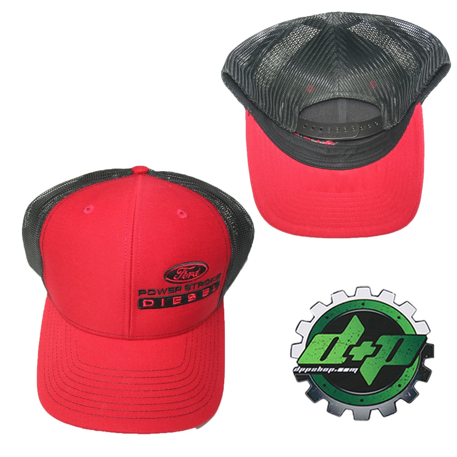 Powerstroke Hat for Ford Truck (Diesel, Red/Black Mesh Snapback)