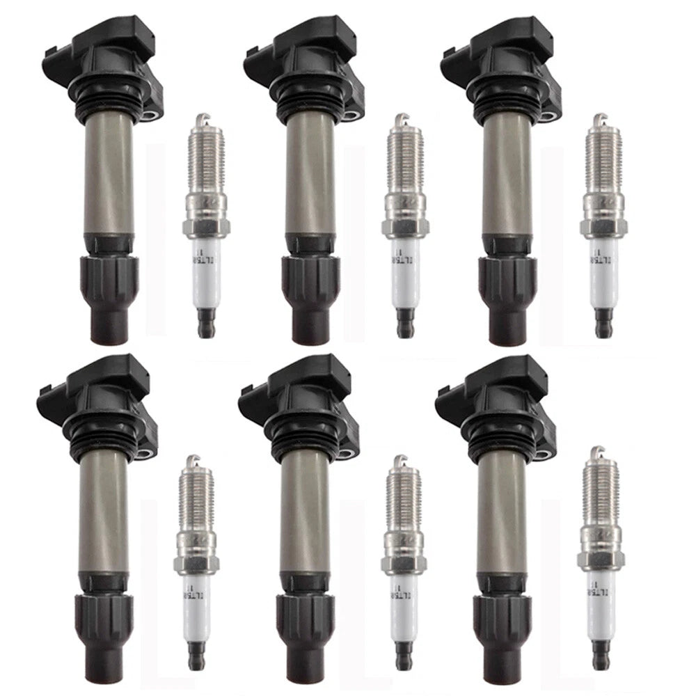 Set of 6 Ignition Coils + 6 Spark Plugs for GMC Acadia (2007–2008, 2010–2015)