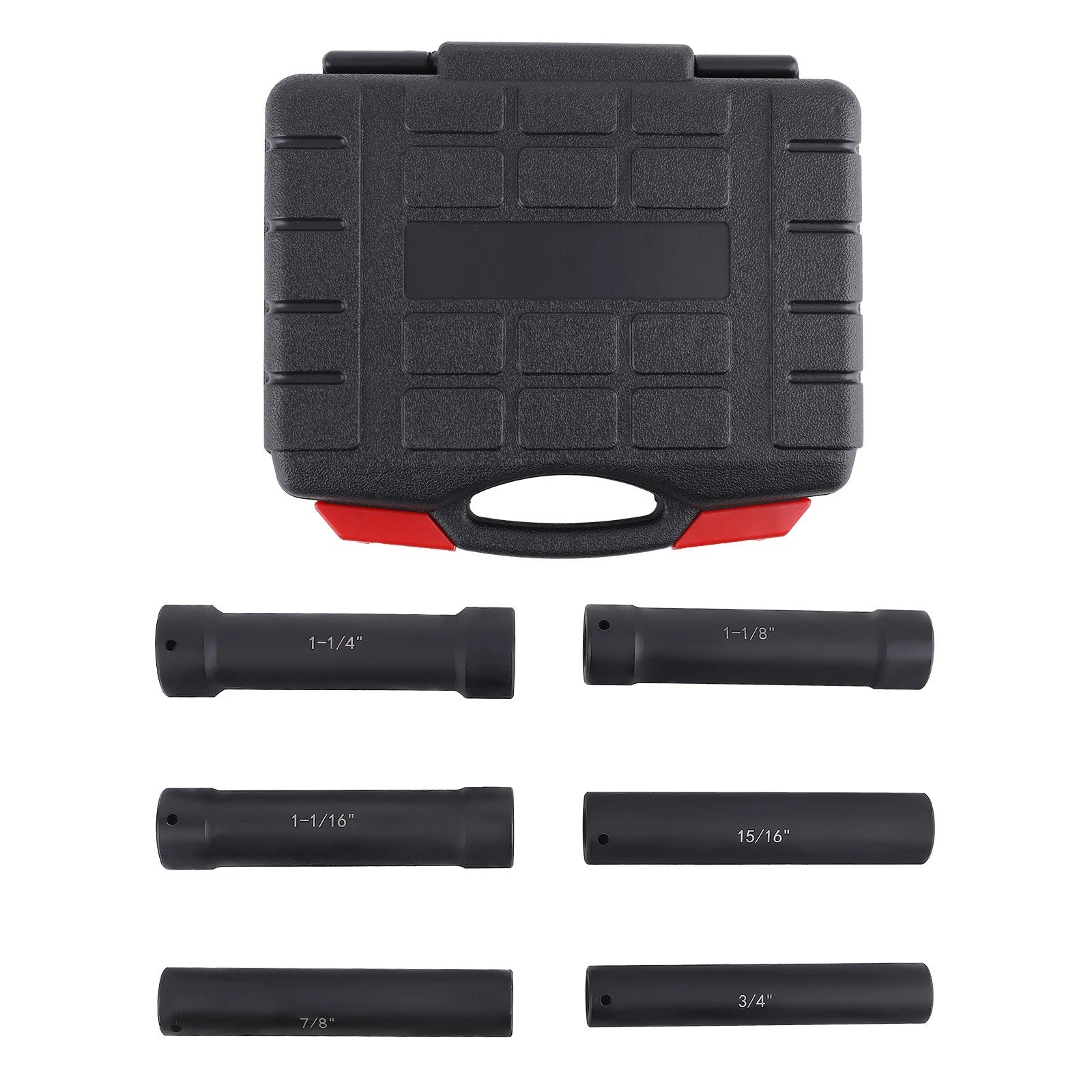 Set of 6 Extended Length Impact Sockets 1/2 Inch Drive with Storage Case