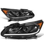 LED DRL Black Amber Side Projector Headlights for Honda Accord (2016–2017)