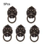 5Pcs Antique Bronze Lion Head Drawer Door Knob Pulls for Cabinets