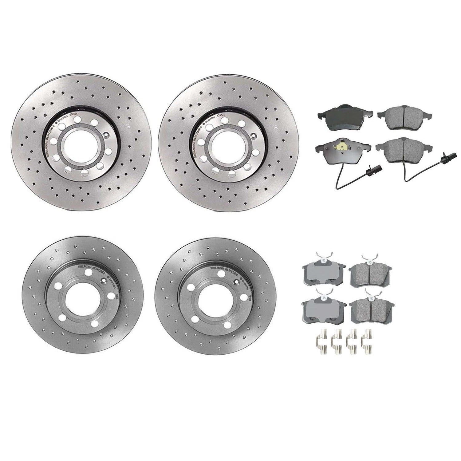 Akebono Euro Brake Kit with Xtra Drilled Rotors & Pads for Audi A4 Quattro