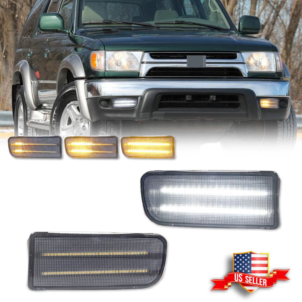 Clear Switchback LED Front Bumper Signal Lights for Toyota 4Runner (1999–2002)