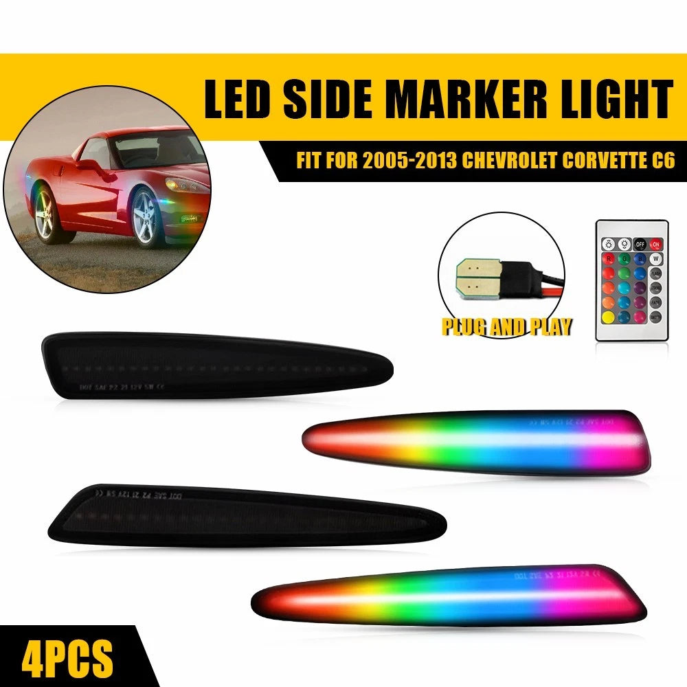 RGB LED Side Marker Lights for Chevrolet C6 Corvette (2005–2013)