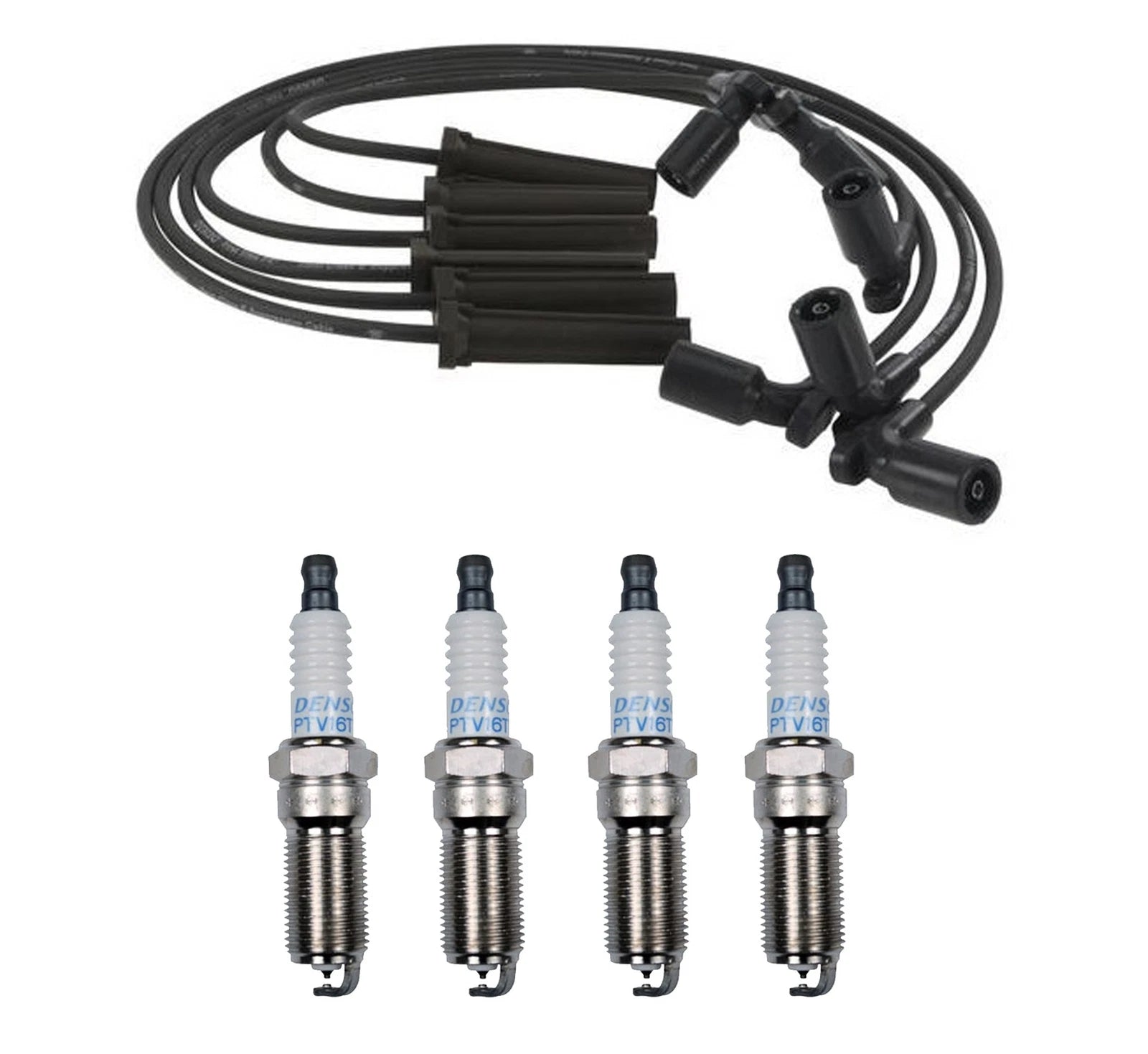 Denso 8mm Wire Set & 4 Platinum TT Spark Plugs for Ford Mazda Mercury