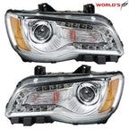 Set of 2 Headlights for Chrysler 300 (2011–2014) Chrome Housing Halogen