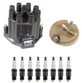Distributor Rotor Cap & Spark Plugs Kit for Chevy Chevelle Nova V8 (1964–1972)