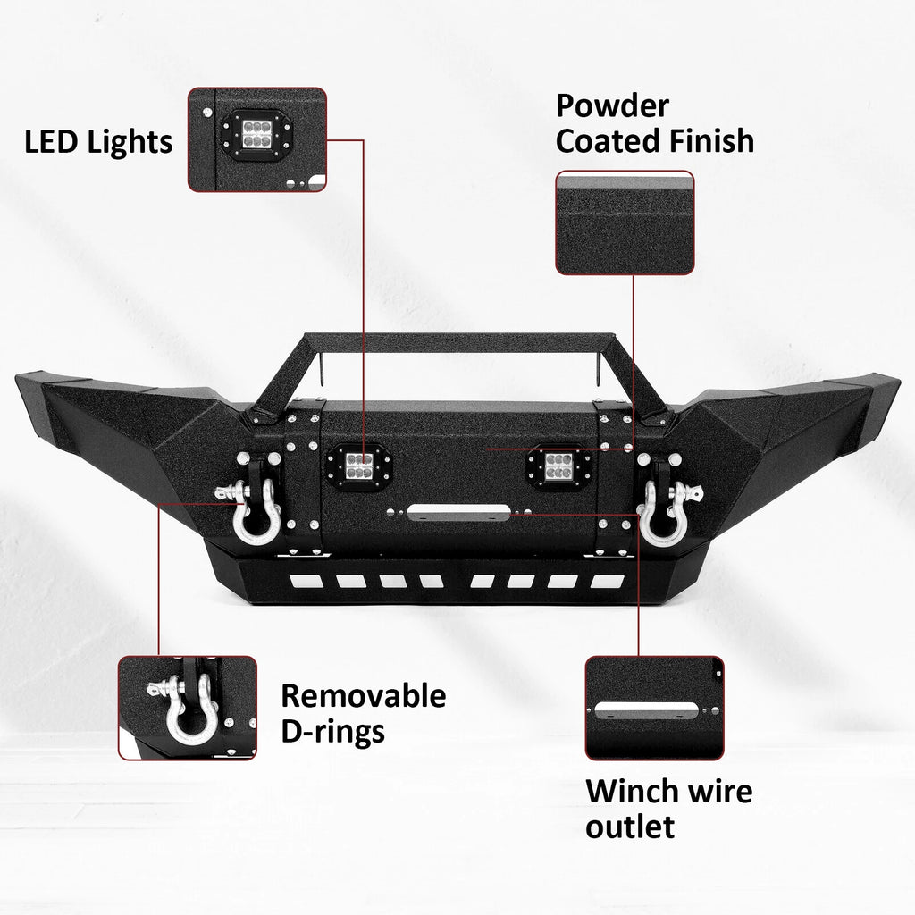 Front Bumper for Toyota Tacoma (2005–2015) with LED Lights & Winch D-rings