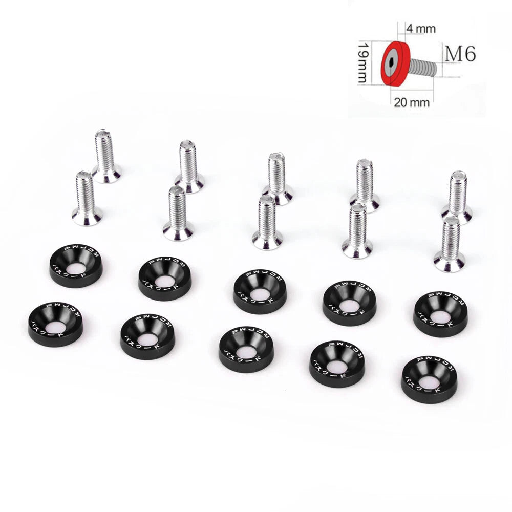 20Pcs M6 Billet Aluminum Fender Bumper Washer Bolt Trim for Universal