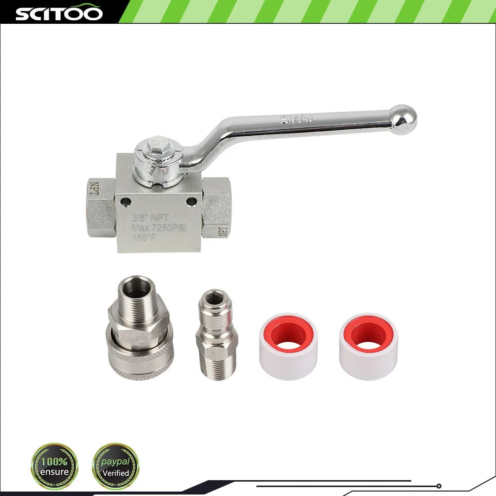 Stainless Steel Ball Valve Kit for Power Washer Hose 3/8 In