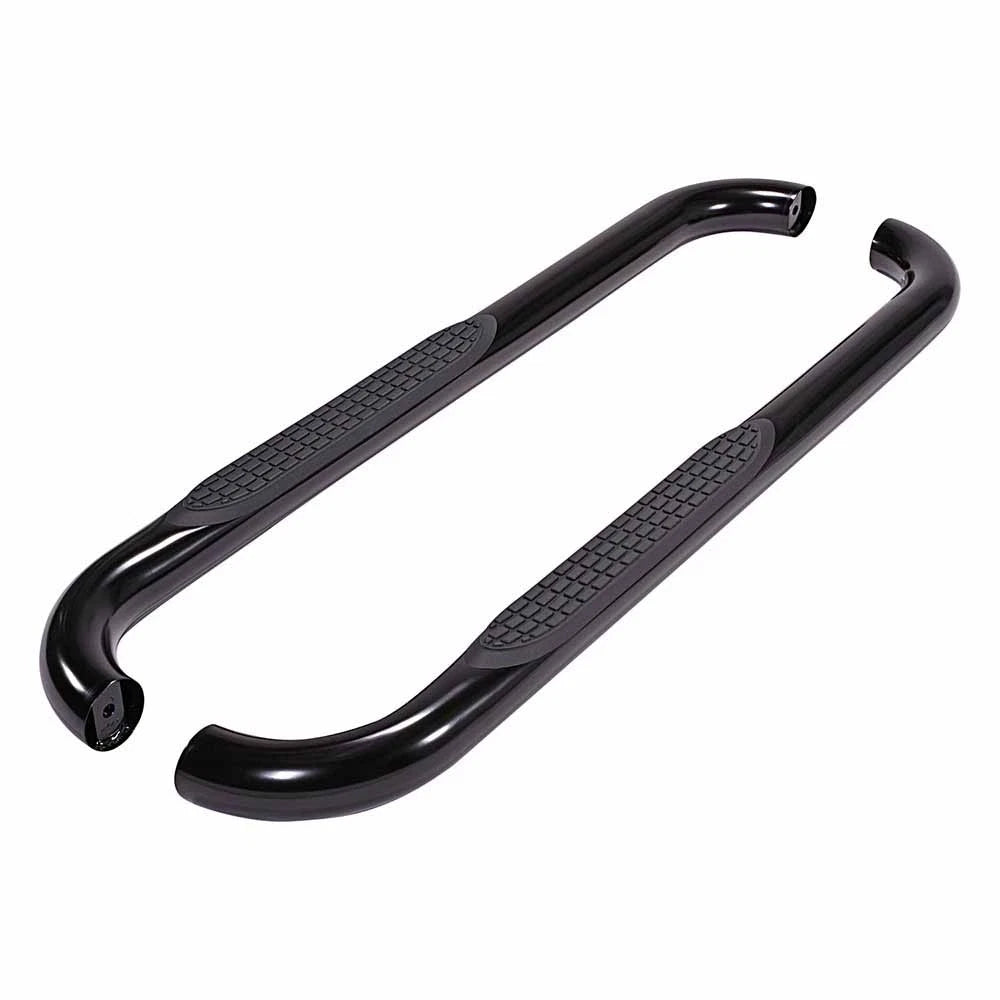 Black 3in 90 Deg Round Bent w/Pads Step Nerf Bar for 2018-2019 Jeep Wrangler 2DR