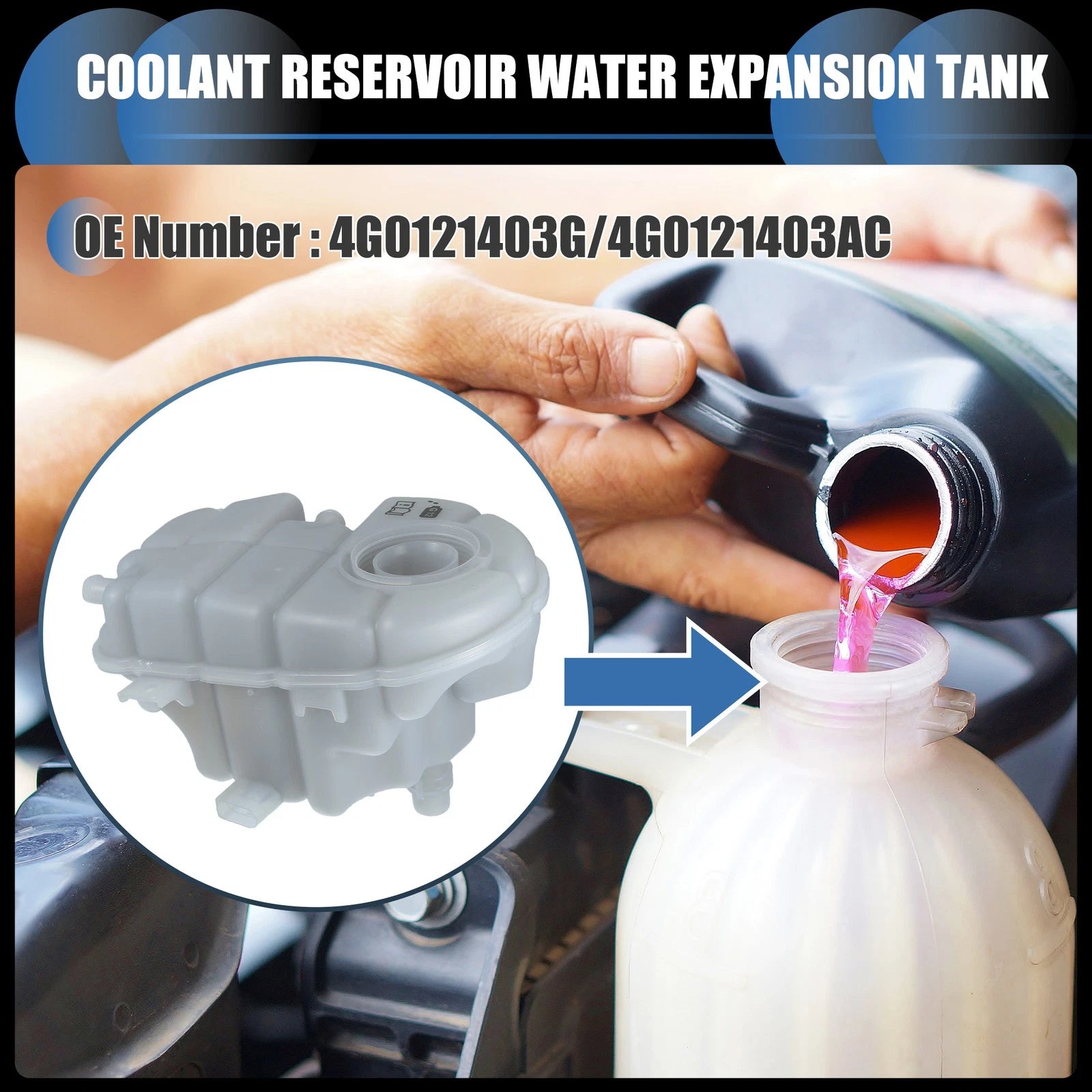 Coolant Expansion Recovery Overflow Tank No. 4G0121403G for Audi A6 (2011–2014)