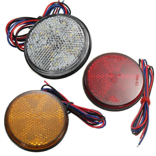 Round LED Reflector Tail Brake Stop Light for Motorcycle Truck Trailer Car
