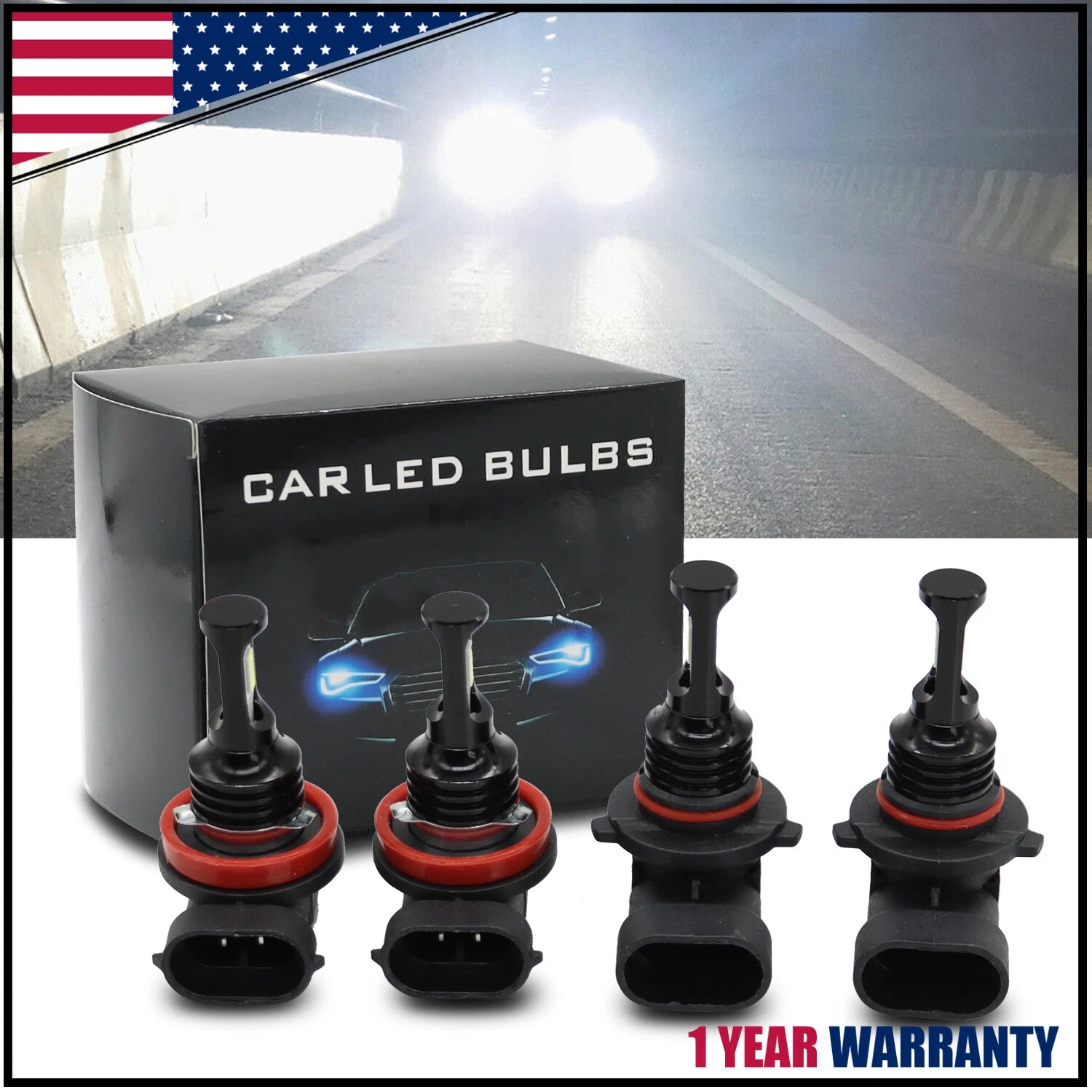 Set of 2 6000K LED Headlight Bulbs 9005 H11 for Chevy Silverado 1500 2500 HD