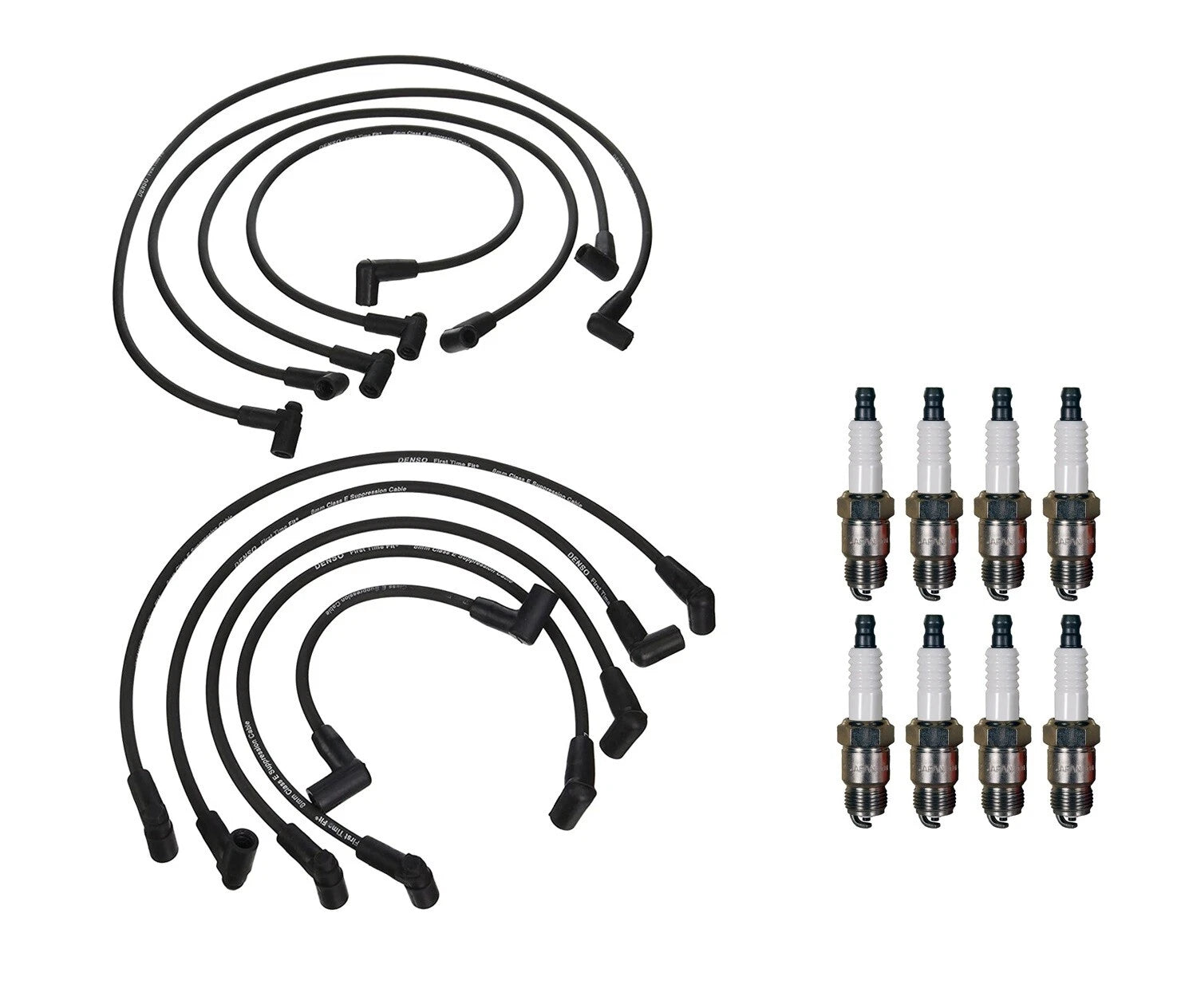 Denso 8mm Wire Set & 8 U-Groove Spark Plugs for V8 (4.4L, 5.0L, 5.7L, 6.6L)