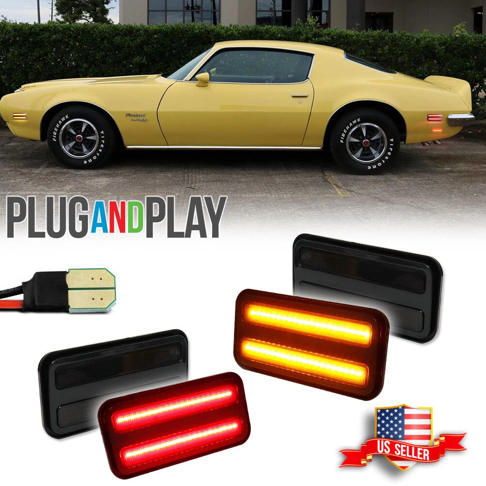 Set of 4 Smoked Amber Red LED Side Marker Lights for Pontiac Firebird (1970–1981)