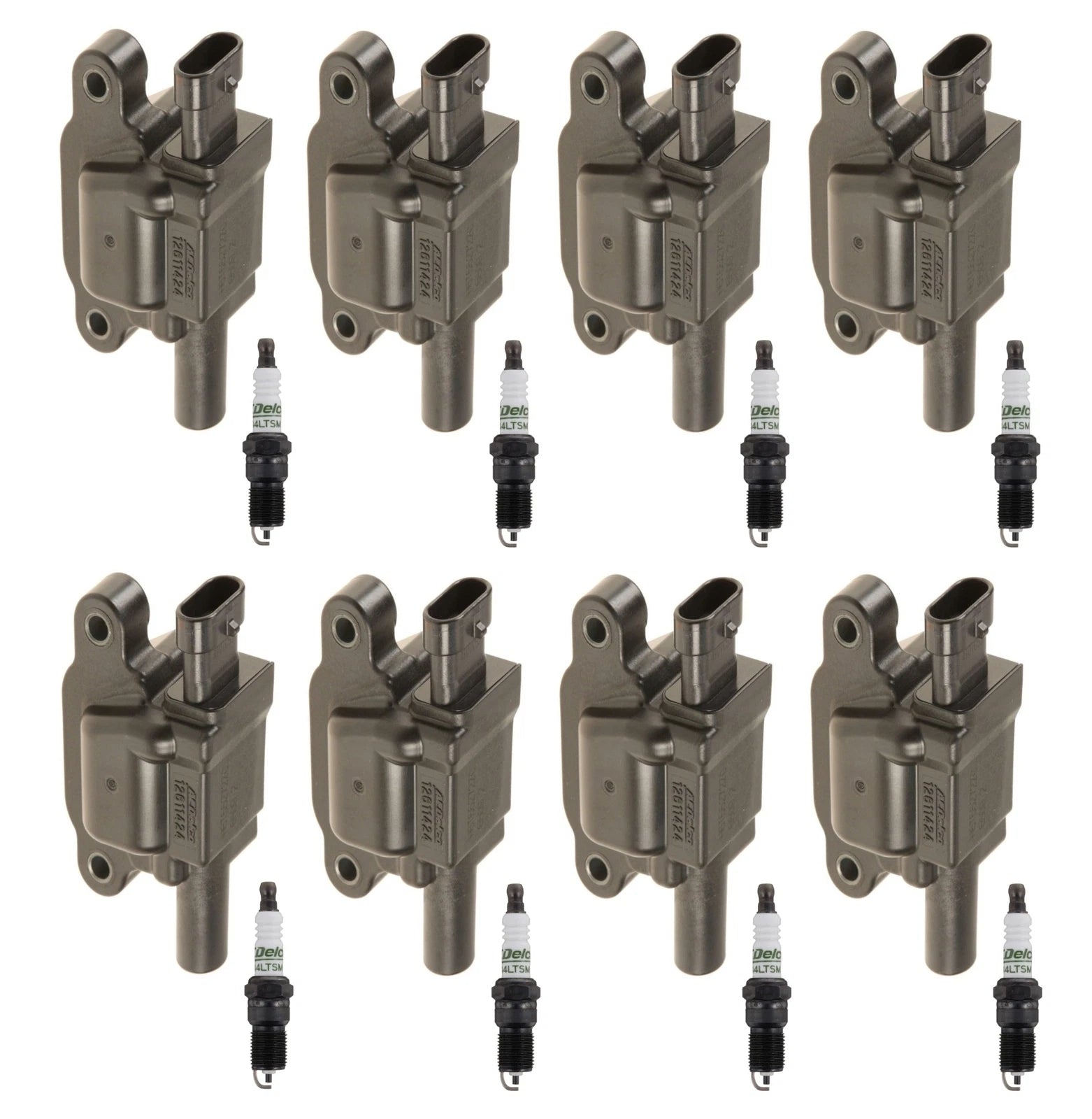 Set of 8 Ignition Coils & 8 Spark Plugs for Buick Chevy GMC V8 (OE, ACDelco)