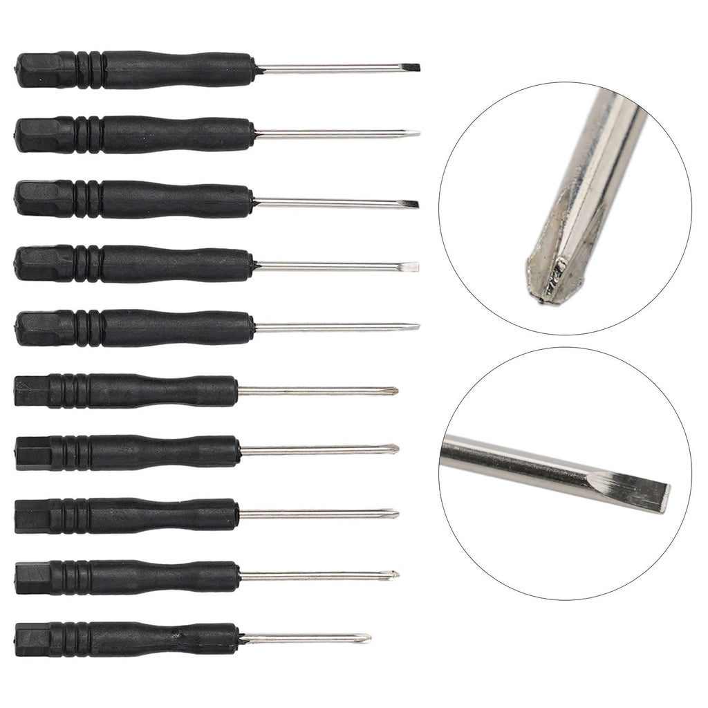 10pk Screwdriver Set for Repair (Crosshead, Slotted, Flathead)