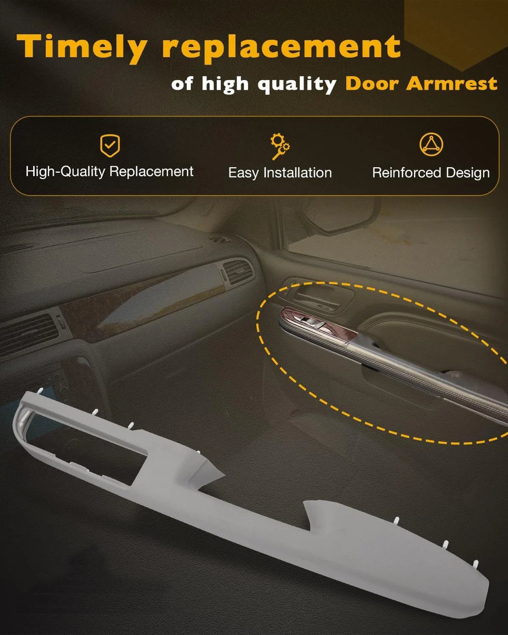 Passenger Armrest Repair Kit for Chevy Silverado GMC Sierra 1500 2500 (2010–2014)