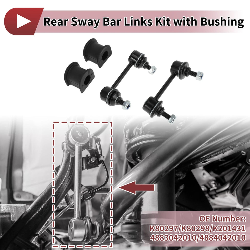 Set of 2 Rear Stabilizer Bar Links with Bushings for Toyota RAV4 (No.K80297)