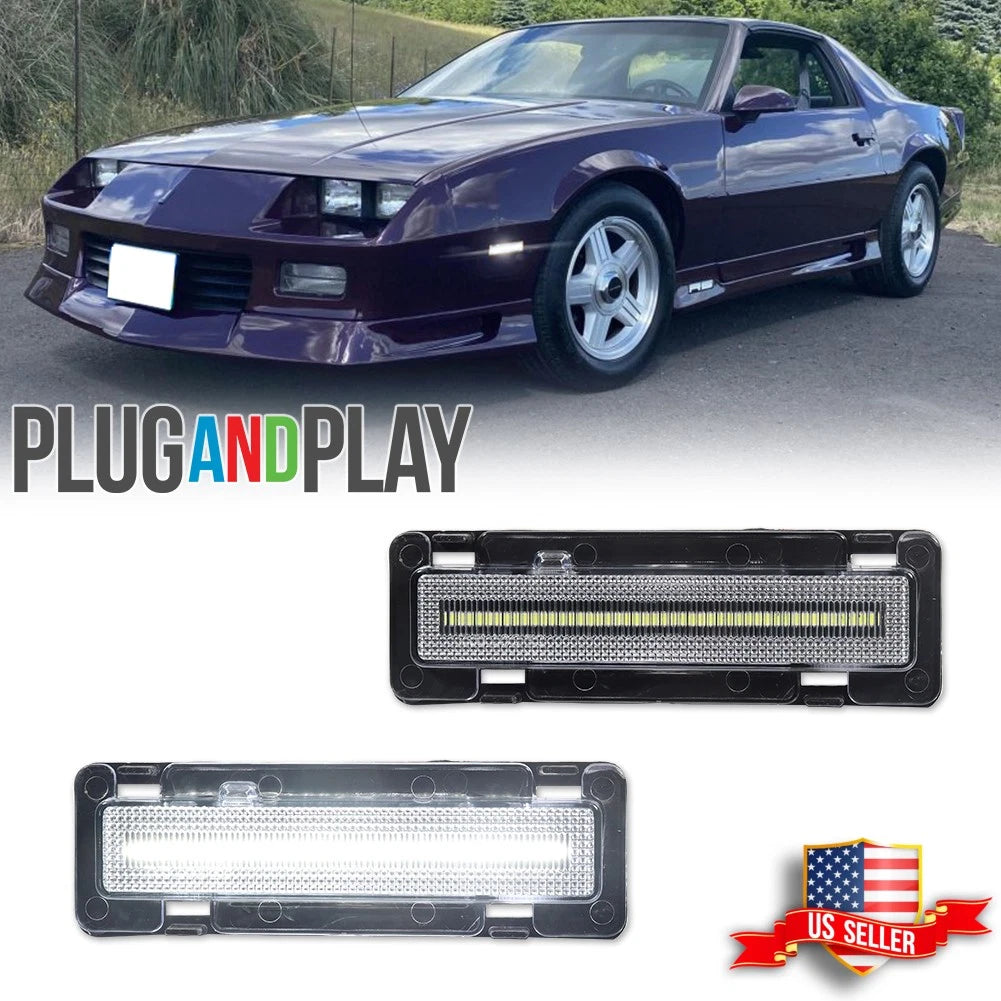 Clear White LED Front Side Marker Lights for Chevy Camaro Pontiac Firebird (1982–1992)