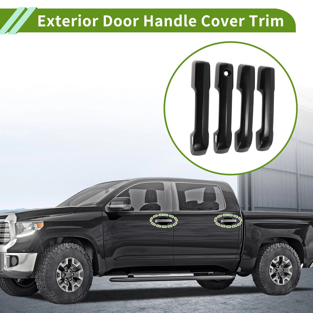 Exterior Door Handle Cover Trim for Toyota Tundra (2022–2024) Carbon Fiber Black