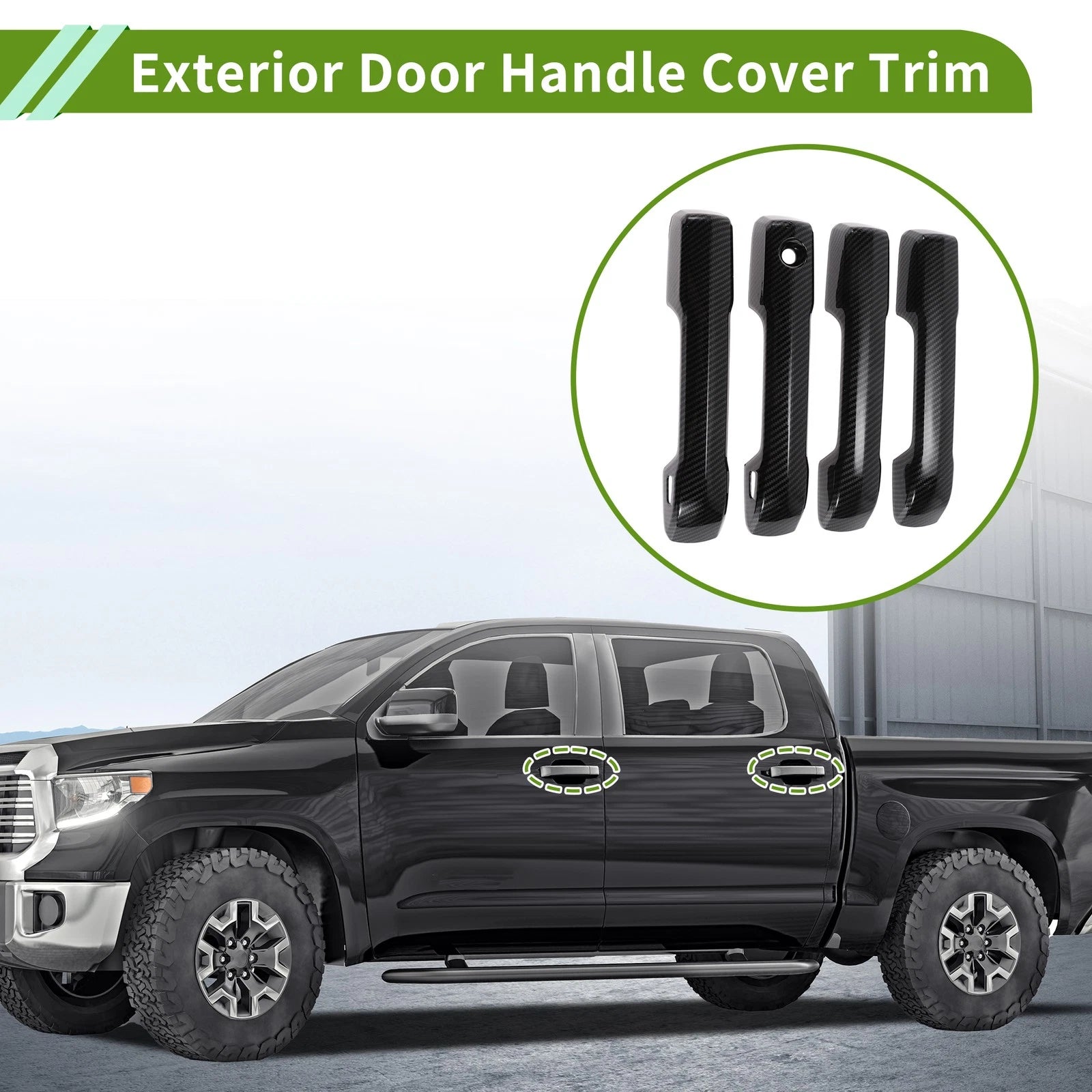 Exterior Door Handle Cover Trim for Toyota Tundra (2022–2024) Carbon Fiber Black