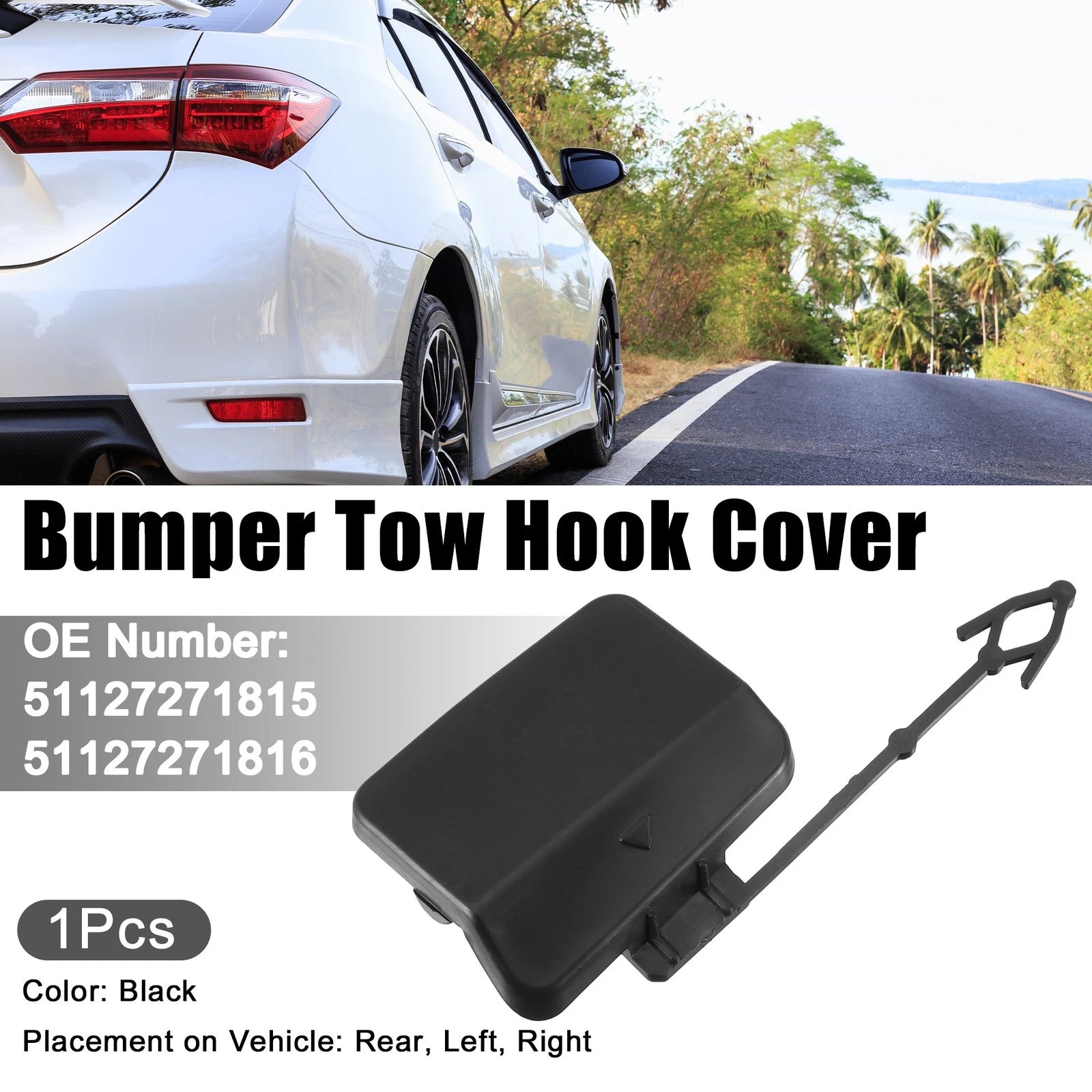Pair Tow Eye Hook Caps for BMW X5 (2000–2006) Black