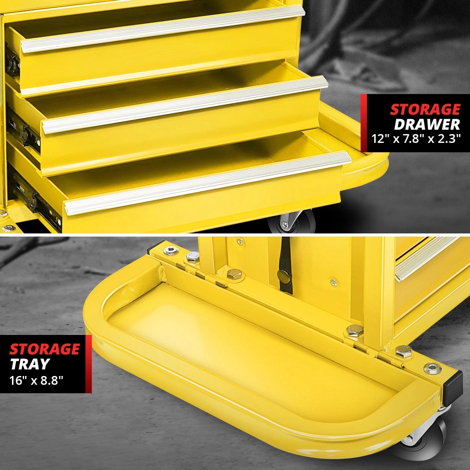 2X 350lbs Capacity 2-in-1 Mechanics Roller Seat for Work Cabinet