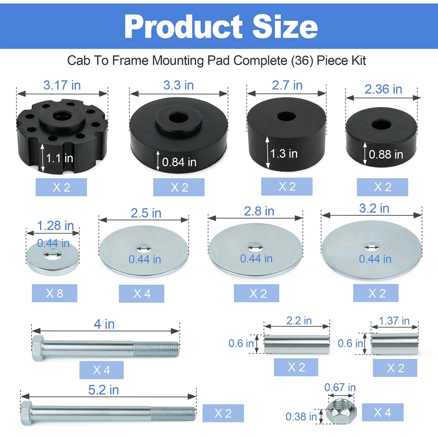 Cab to Frame Mounting Pad Set for Ford Truck F100 F250 (1967–1972)