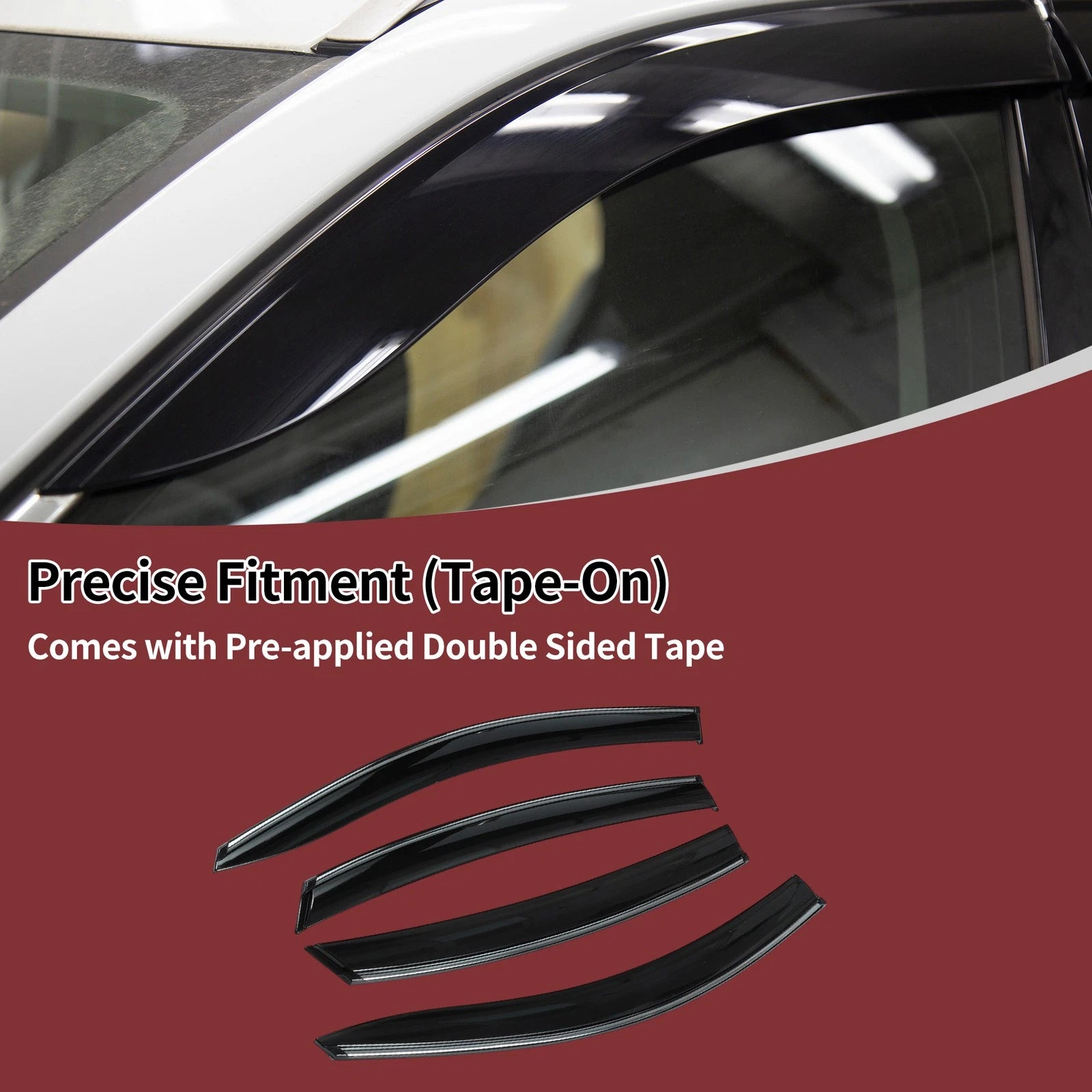 Set of 4 Window Deflectors for Nissan Sentra (2007–2012) Black Vent Visor