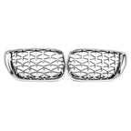 Pair Front Kidney Grille for BMW E46 4D (2002-2005) Chrome Diamond Style