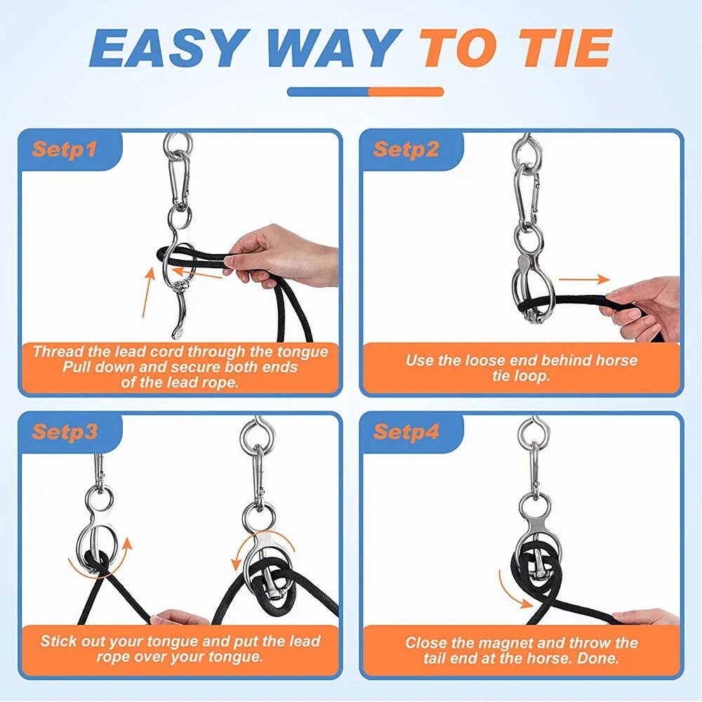 Horse Tie Ring with Eye Bolts & Snaps for Horse - Prevent Pulling