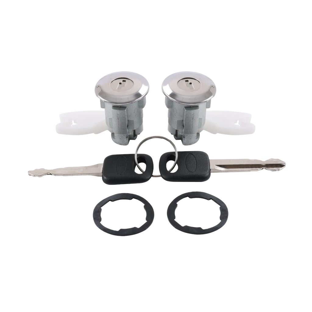 Set of 2 Ignition Key Switch Lock Cylinder & Chrome Tumbler for Ford