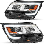 LH+RH Headlight Assembly for Ford Explorer (2016–2019) LED DRL, Chrome