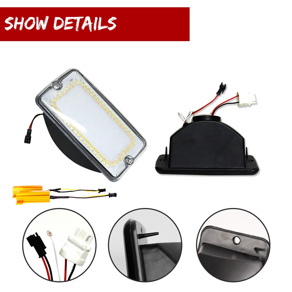 Clear Switchback LED Front Bumper DRL Signal Lights for Jeep Wrangler TJ (1997–2006)