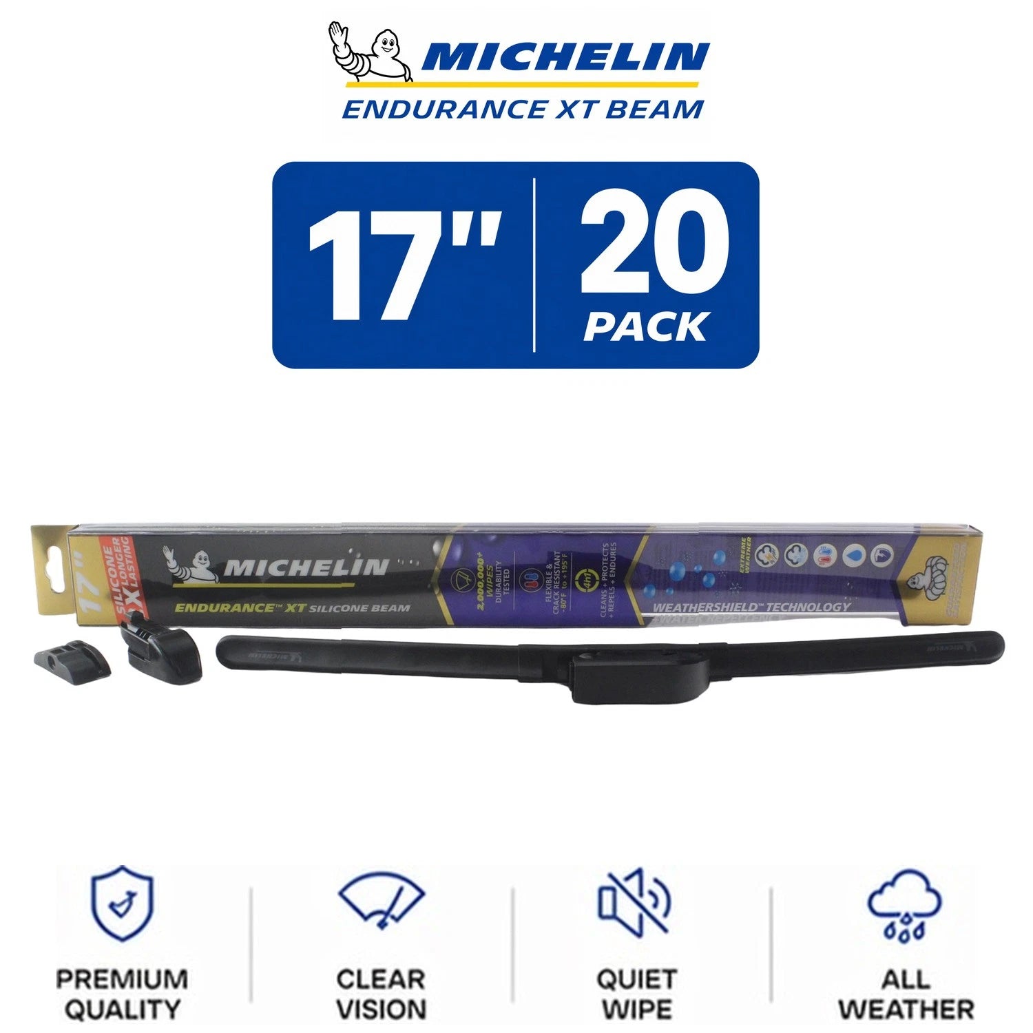 Set of 2 Michelin Endurance XT Beam Wiper Blades 17" (All-Weather)