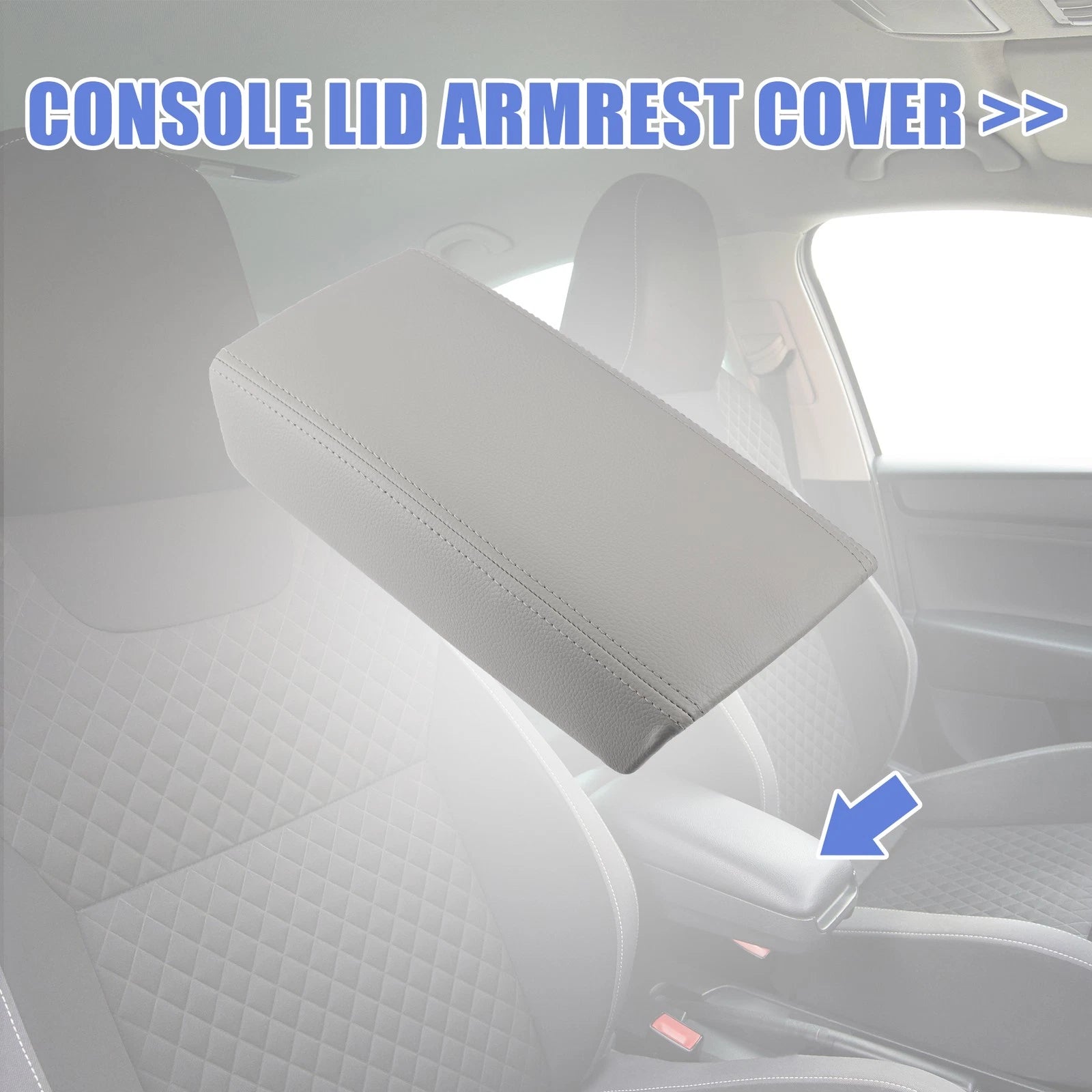 Center Console Lid Armrest Cover for Honda Accord (2003–2007) Faux Leather Gray