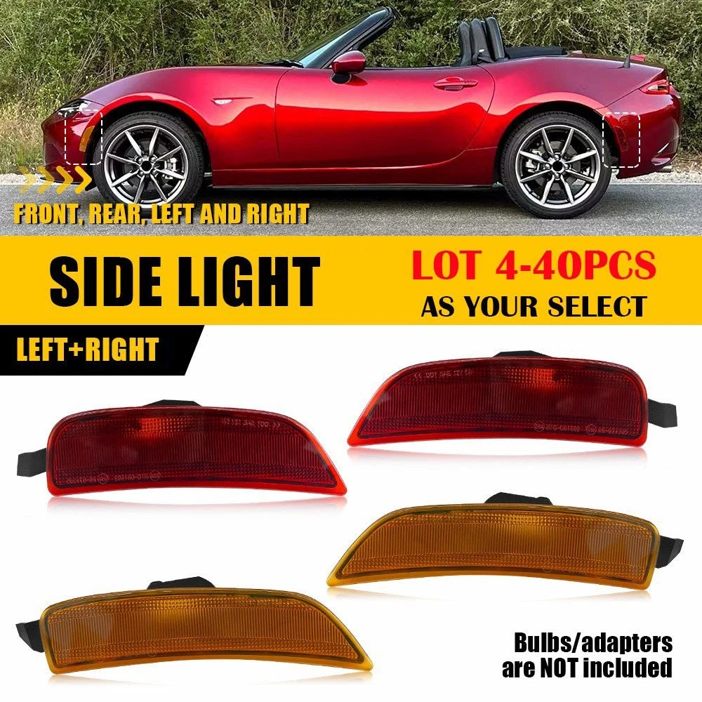 2X Amber & Red Front & Rear Marker Light Housings for Mazda Miata MX-5 (2016–2023)