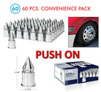 Chrome V-Spike Lug Nut Covers Push On 4-3/8in Tall 60 Pack for Universal (—)