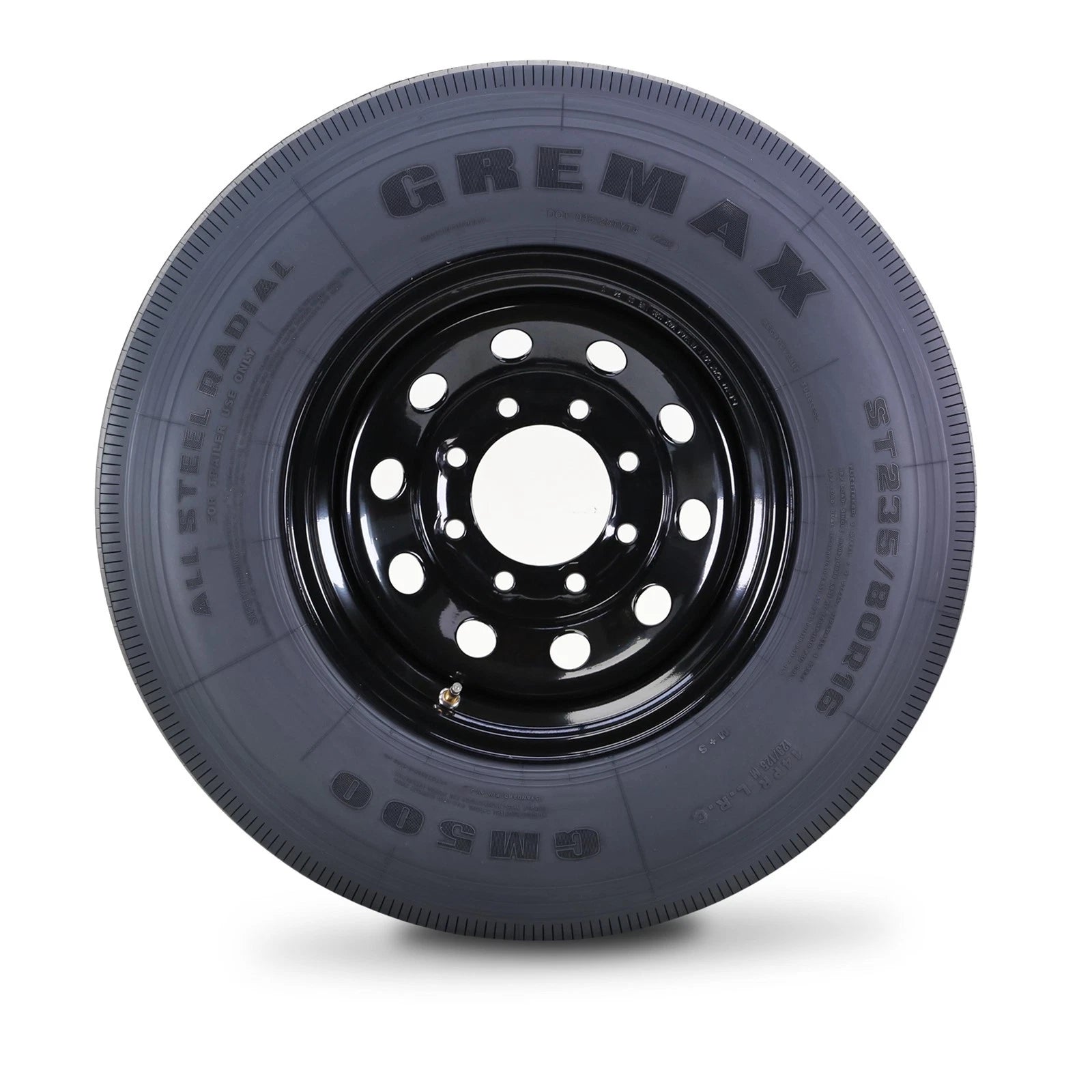 GREMAX ST235/80R16 Trailer Tire Wheel 14-Ply G 129M 8x6.5 Black Mod