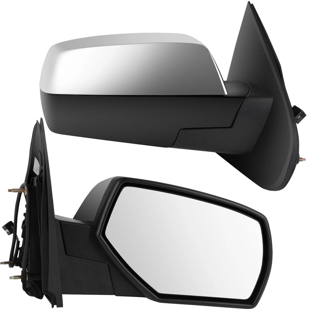 Set of 2 Chrome Power Heated Manual Fold Mirrors for Chevy Silverado (2015–2018)