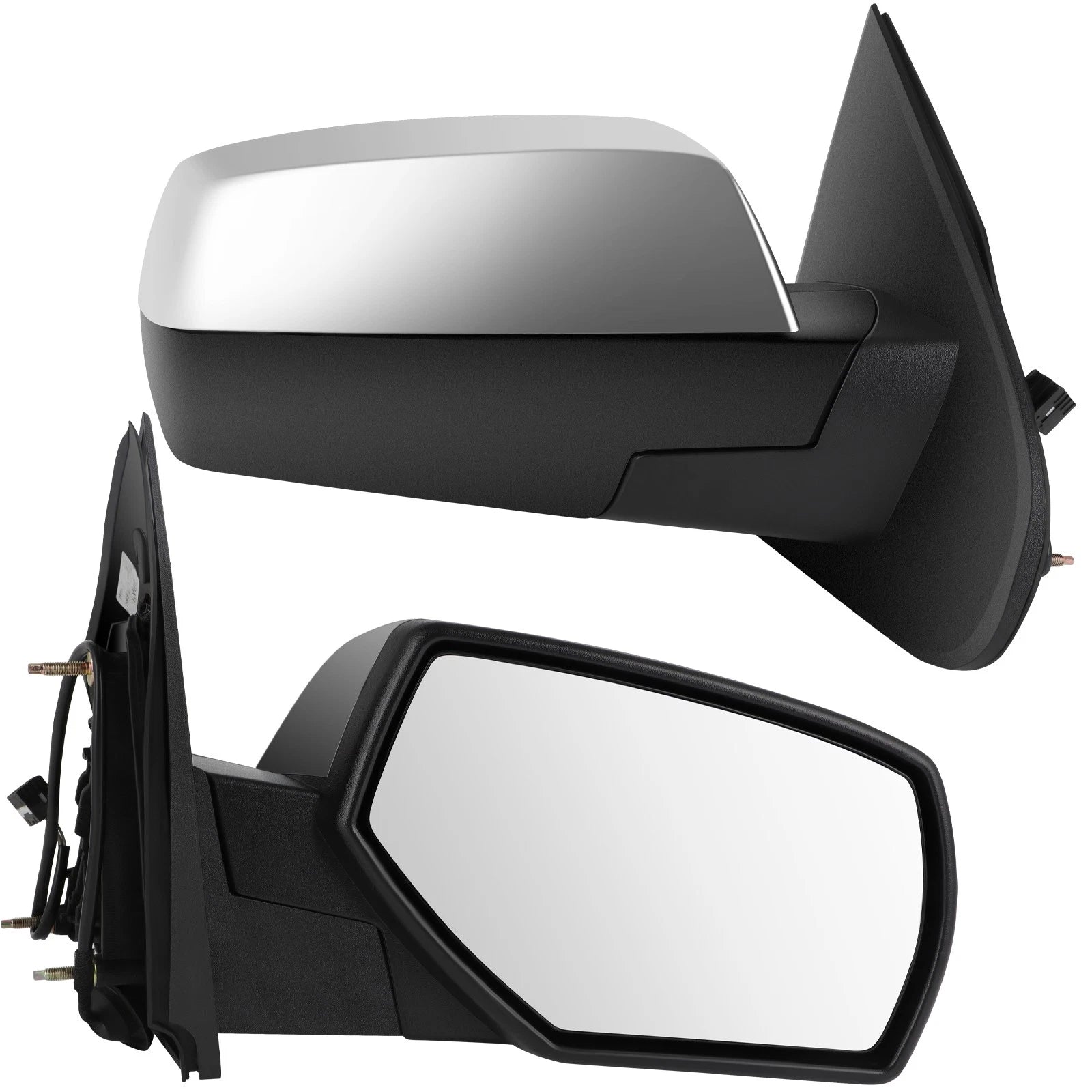 Set of 2 Chrome Power Heated Manual Fold Mirrors for Chevy Silverado (2015–2018)