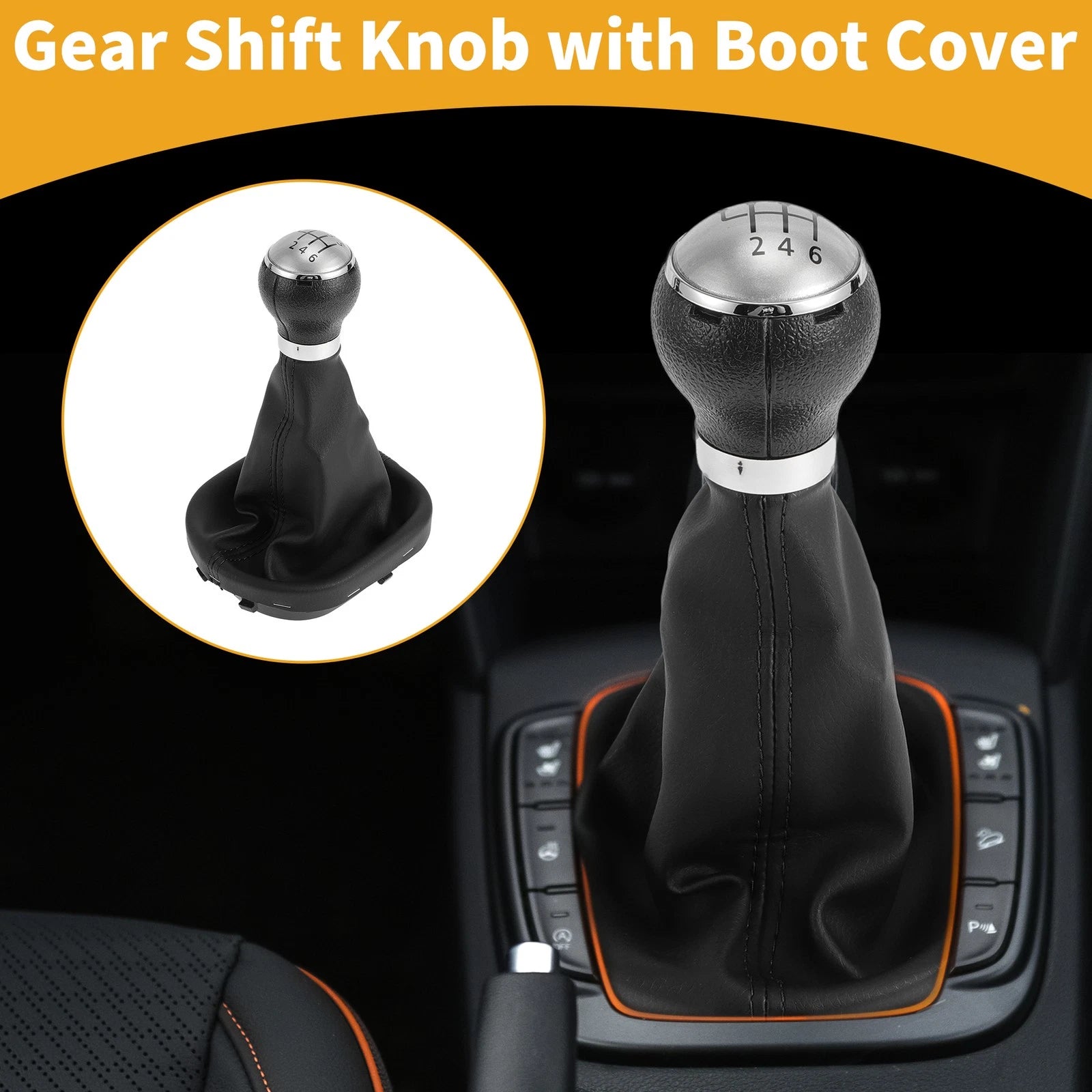 6 Speed Gear Shifter Knob W/ Cover No.1T0711113R for VW Caddy (2004–2009)