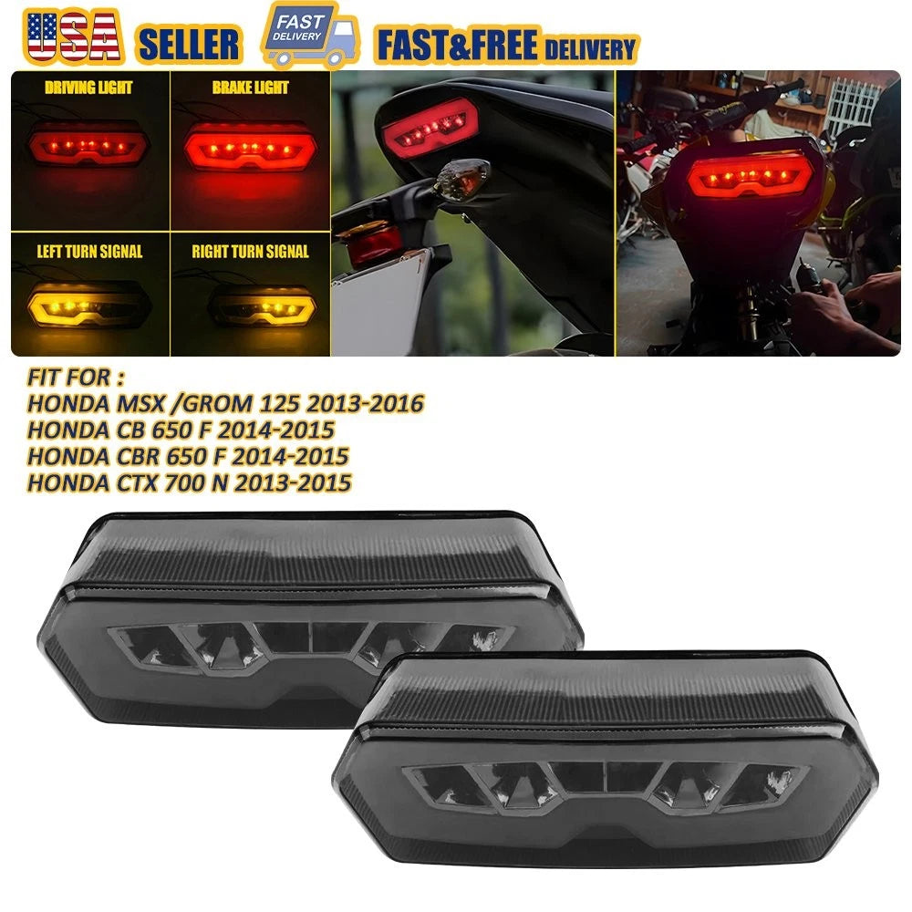 2X Integrated Brake Tail Light Turn Signals for Honda MSX/GROM125 (2013–2023)