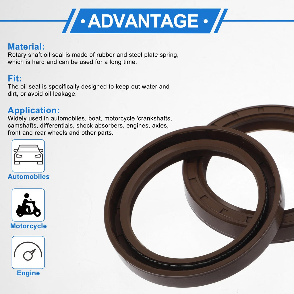 2X Oil Seal Rotary Shaft Seal FKM Rubber 55x72x10mm for Various Models