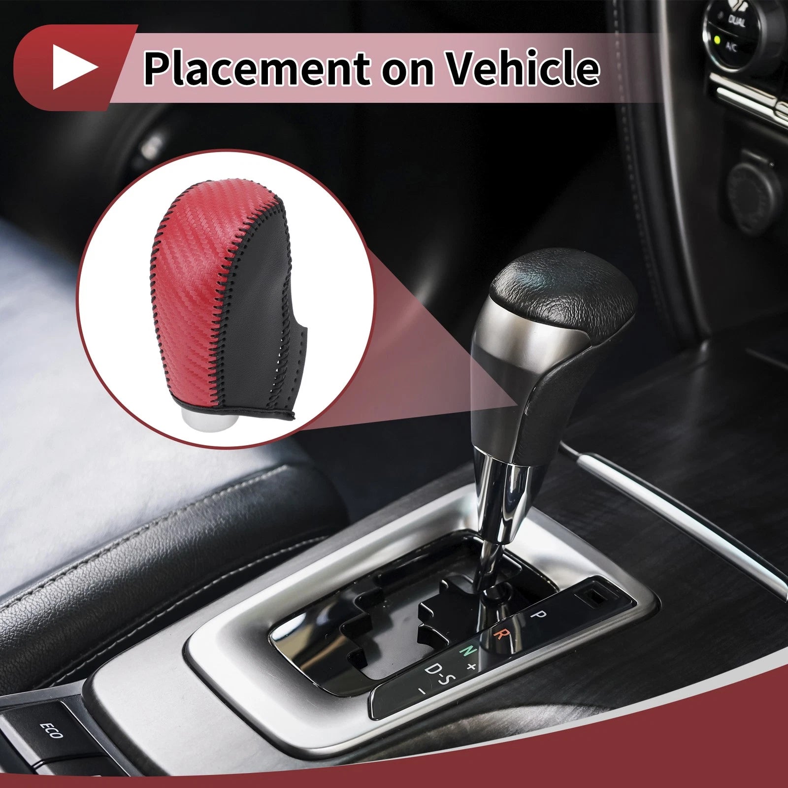 Gear Shift Knob Cover for Subaru Impreza (2012–2016) Red Carbon Fiber