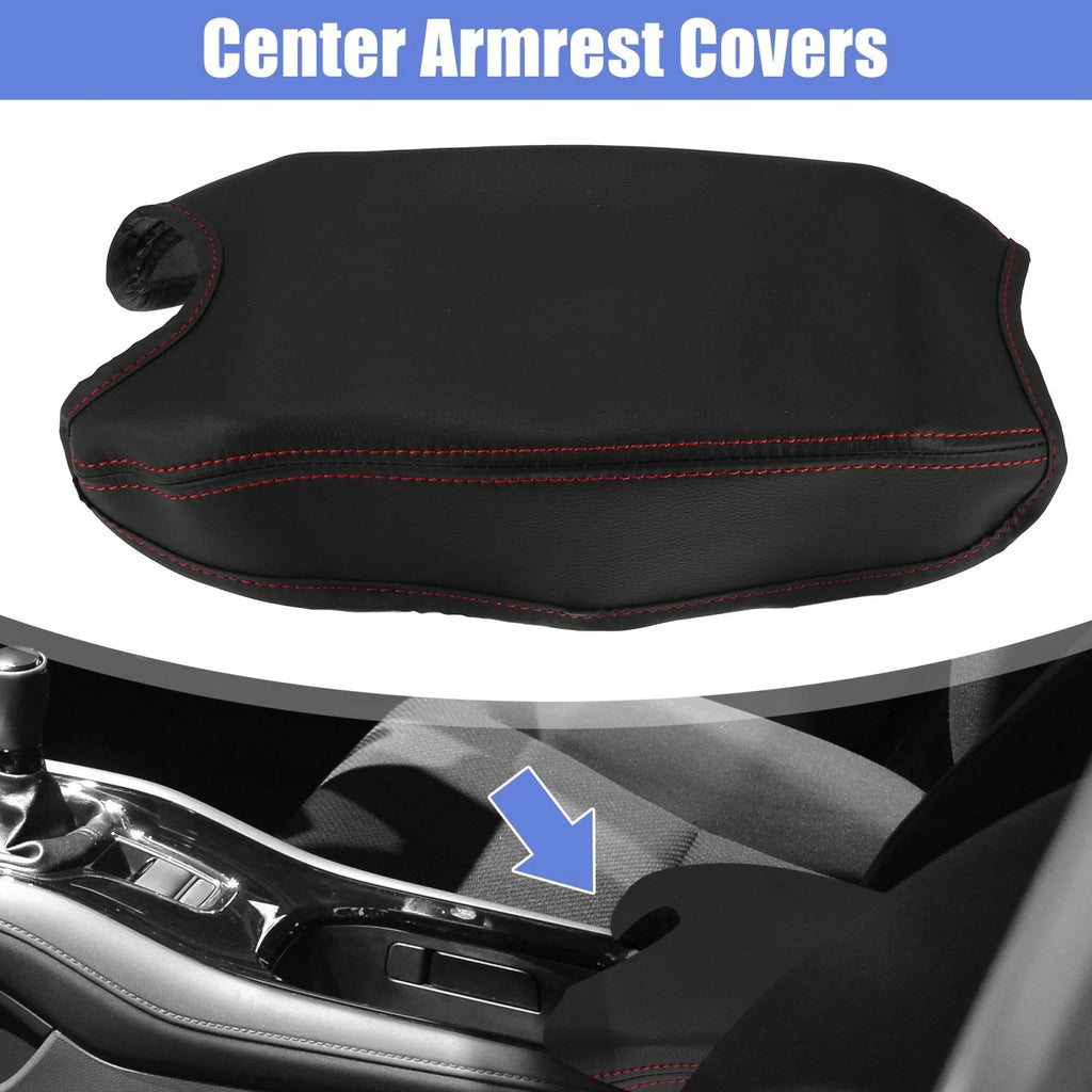 Microfiber Leather Armrest Cover Pad for Honda HR-V (2016–2021) Black/Red